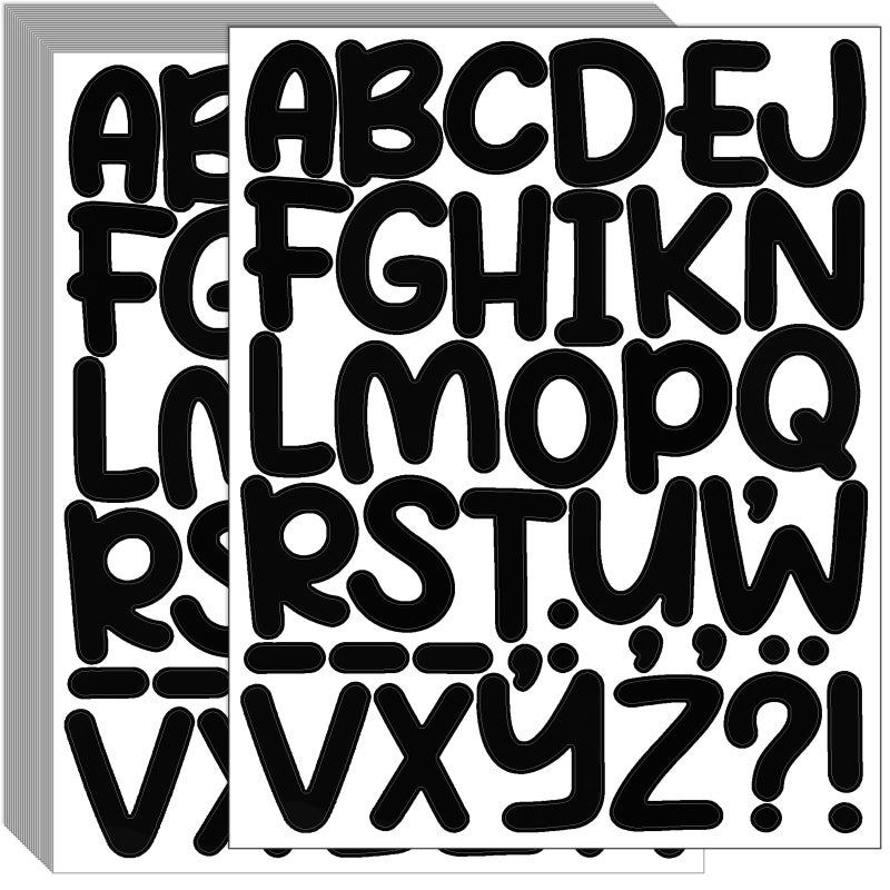 Bemeol 912 Pieces Letter Stickers 24 Sheets 2 Inch Alphabet Letter Stickers Self Adhesive Stickers Letters For Bulletin Board Classroom Mailbox Door Home Decor(Black) - Image 1